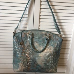 Brahmin Large Crocodile Embossed Turquoise Purse
